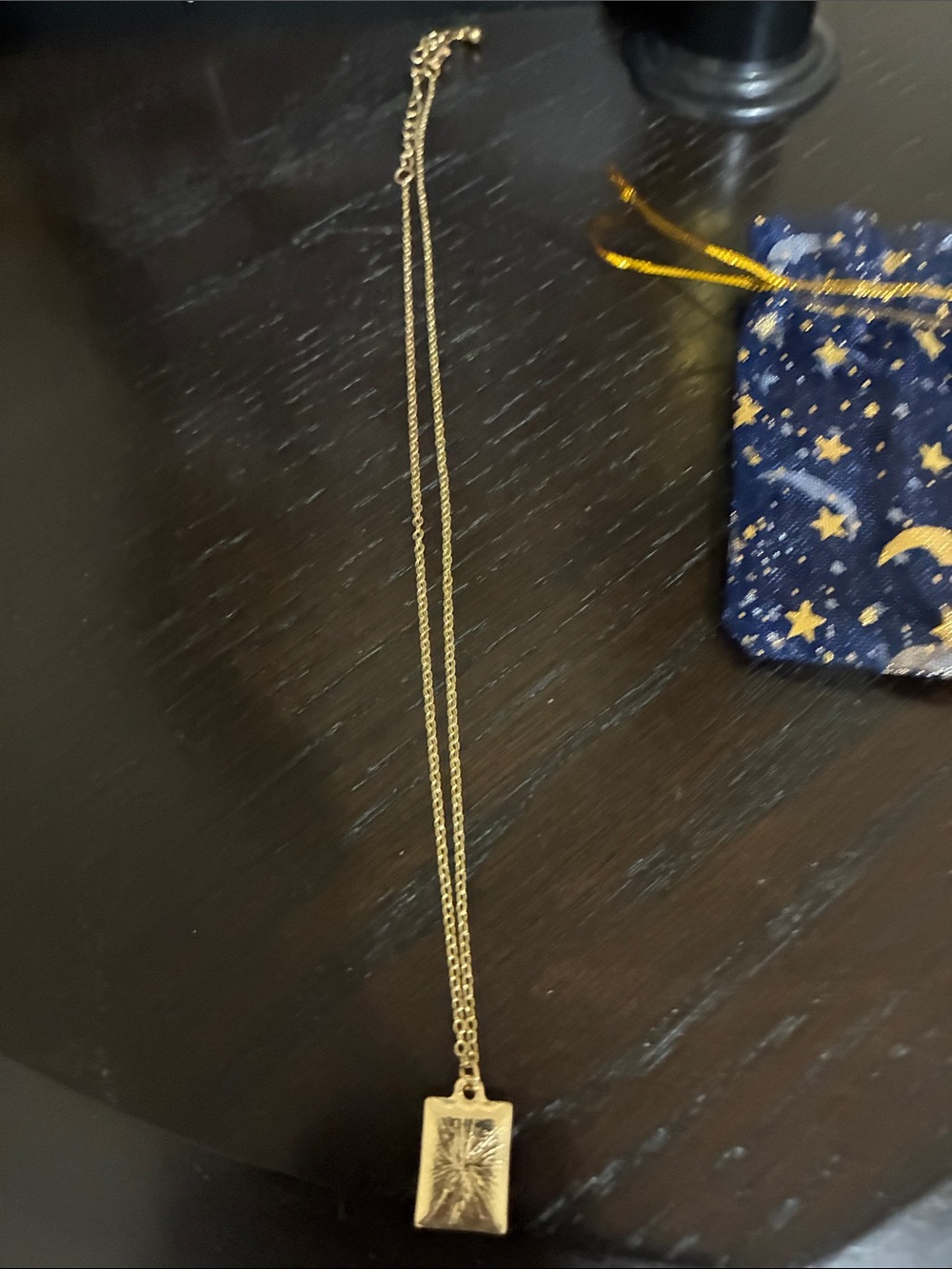 Gold Rectangular Sunburst Pendant Necklace - Women Accessories